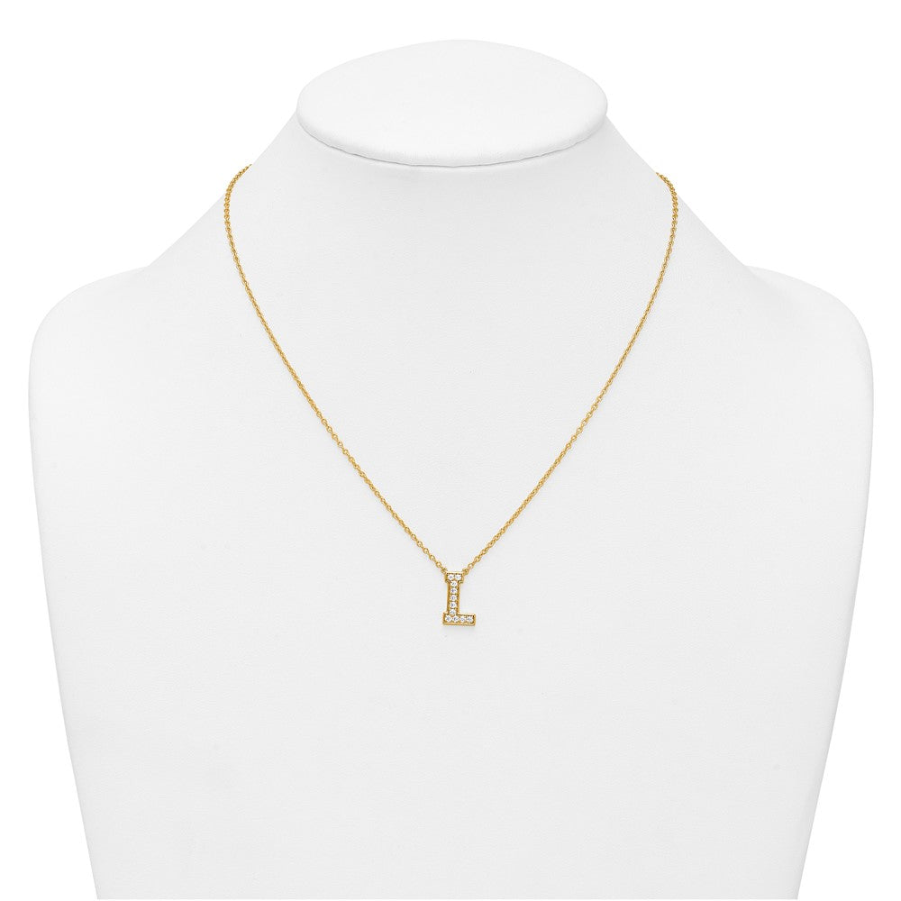 14k 1/4ct Lab Grown Diamond VS+ F+ Comp Letter L 18in Initial Necklace
