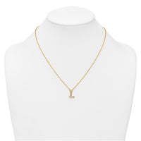 14k 1/4ct Lab Grown Diamond VS+ F+ Comp Letter L 18in Initial Necklace