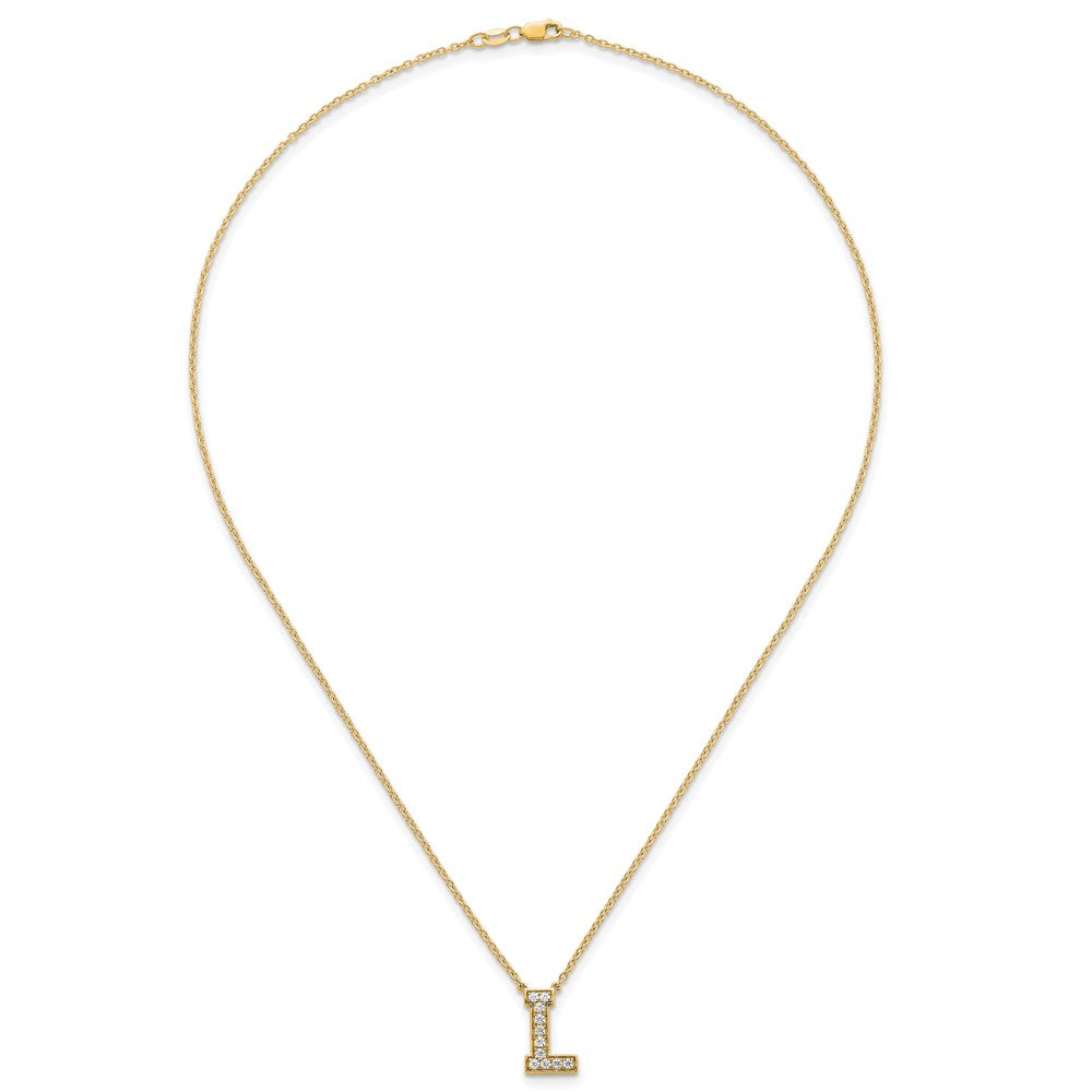14k 1/4ct Lab Grown Diamond VS+ F+ Comp Letter L 18in Initial Necklace