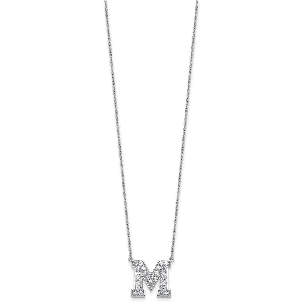 14kw 5/8ct Lab Grown Diamond VS+ F+ Comp Letter M 18in Initial Necklace