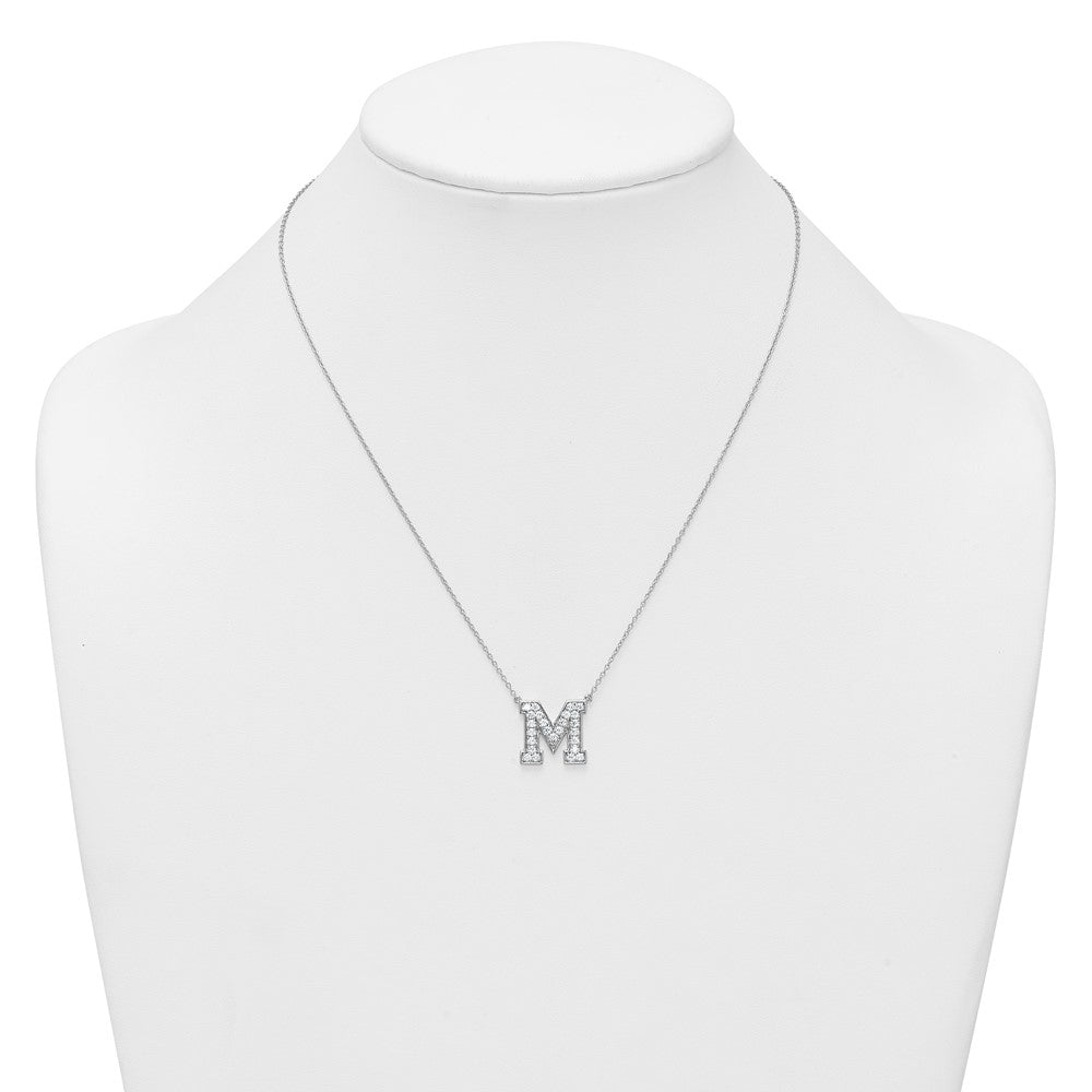 14kw 5/8ct Lab Grown Diamond VS+ F+ Comp Letter M 18in Initial Necklace
