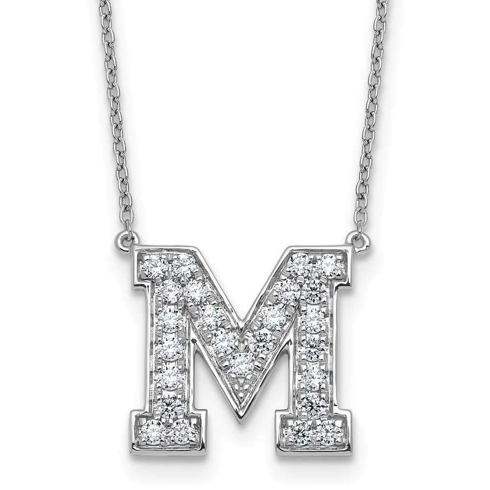 14kw 5/8ct Lab Grown Diamond VS+ F+ Comp Letter M 18in Initial Necklace