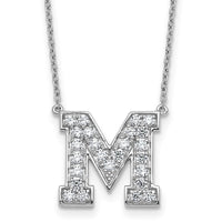 14kw 5/8ct Lab Grown Diamond VS+ F+ Comp Letter M 18in Initial Necklace