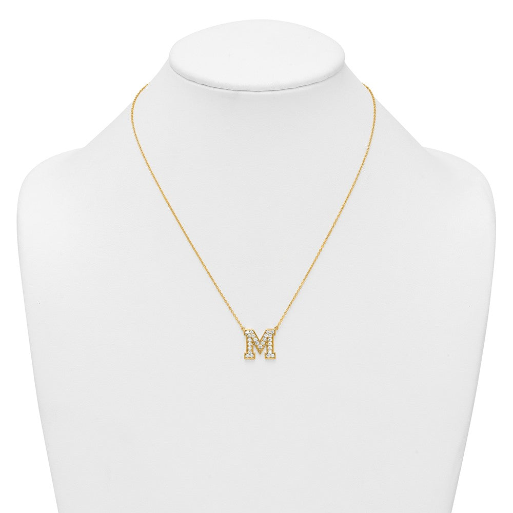 14k 5/8ct Lab Grown Diamond VS+ F+ Comp Letter M 18in Initial Necklace