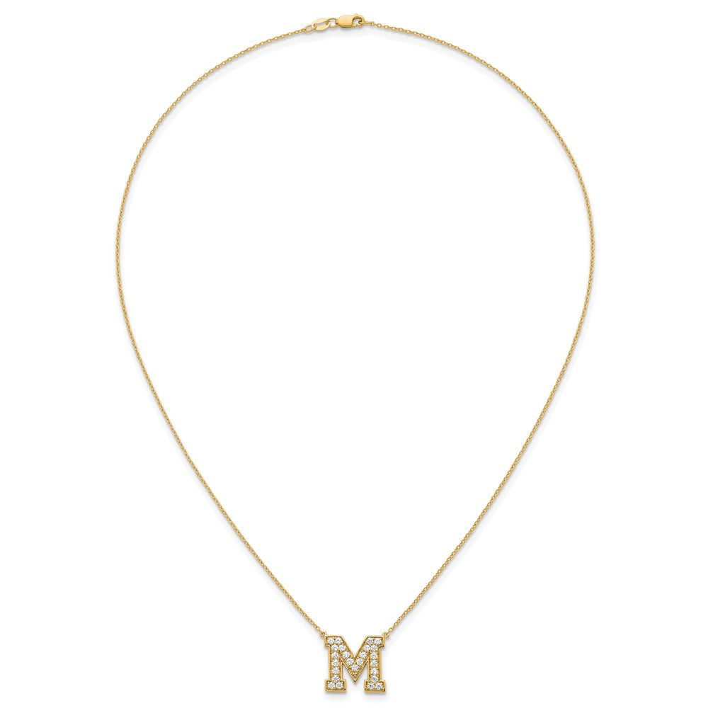 14k 5/8ct Lab Grown Diamond VS+ F+ Comp Letter M 18in Initial Necklace