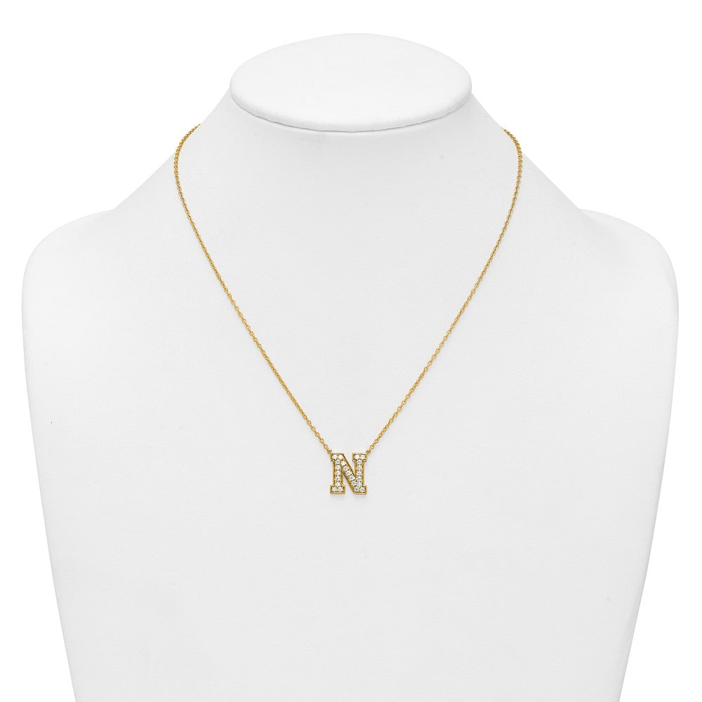 14k 5/8ct Lab Grown Diamond VS+ F+ Comp Letter N 18in Initial Necklace
