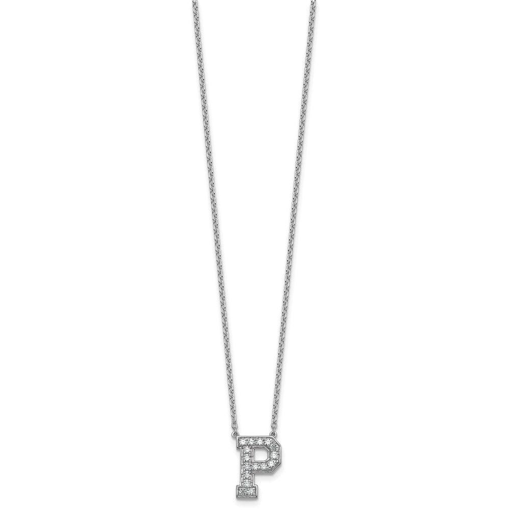 14kw 3/8ct Lab Grown Diamond VS+ F+ Comp Letter P 18in Initial Necklace