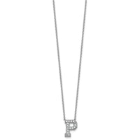 14kw 3/8ct Lab Grown Diamond VS+ F+ Comp Letter P 18in Initial Necklace