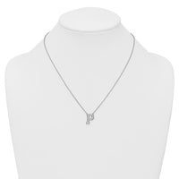 14kw 3/8ct Lab Grown Diamond VS+ F+ Comp Letter P 18in Initial Necklace