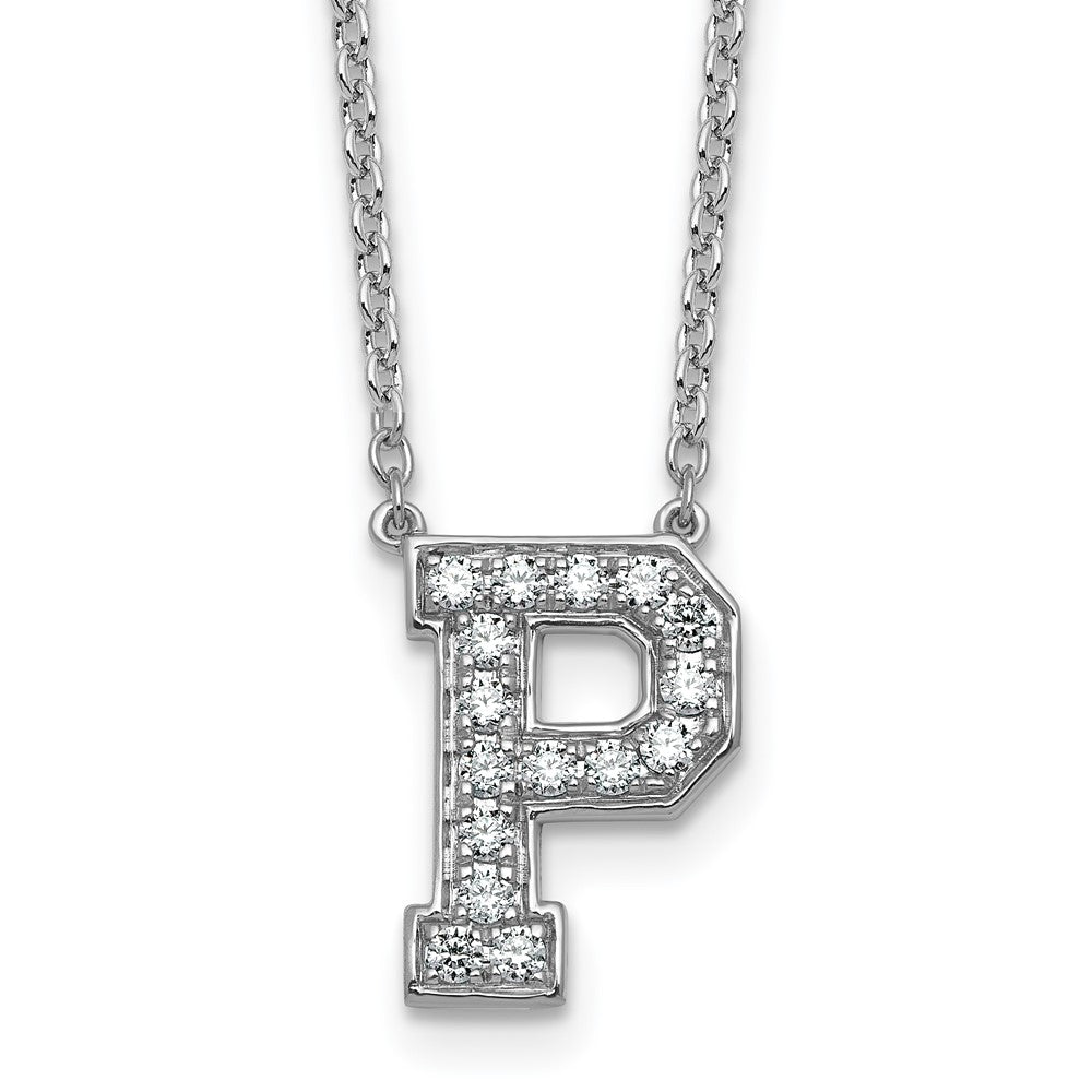 14kw 3/8ct Lab Grown Diamond VS+ F+ Comp Letter P 18in Initial Necklace