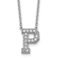14kw 3/8ct Lab Grown Diamond VS+ F+ Comp Letter P 18in Initial Necklace