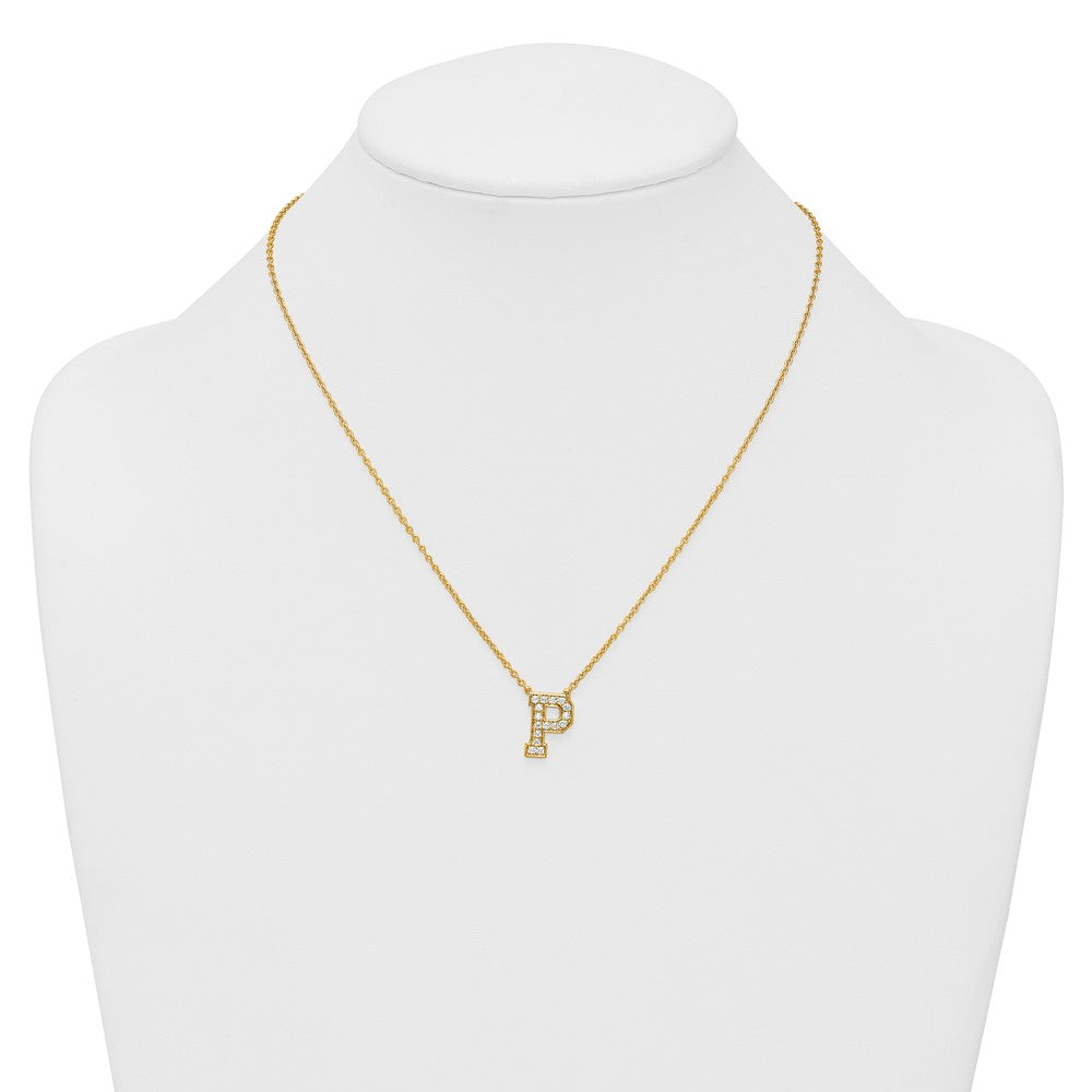 14k 3/8ct Lab Grown Diamond VS+ F+ Comp Letter P 18in Initial Necklace