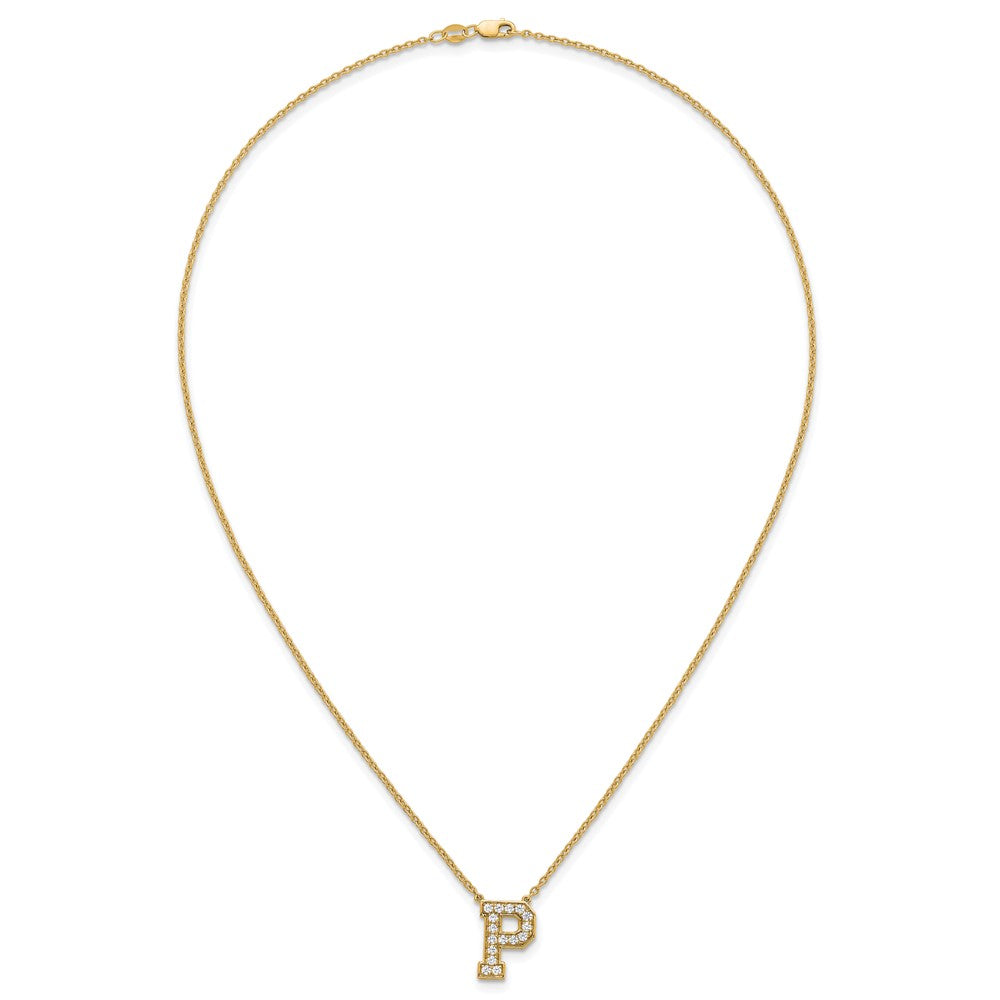 14k 3/8ct Lab Grown Diamond VS+ F+ Comp Letter P 18in Initial Necklace