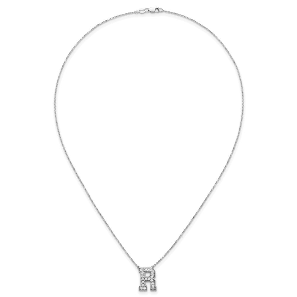 14kw 1/2ct Lab Grown Diamond VS+ F+ Comp Letter R 18in Initial Necklace
