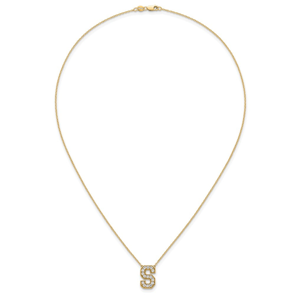 14k 3/8ct Lab Grown Diamond VS+ F+ Comp Letter S 18in Initial Necklace