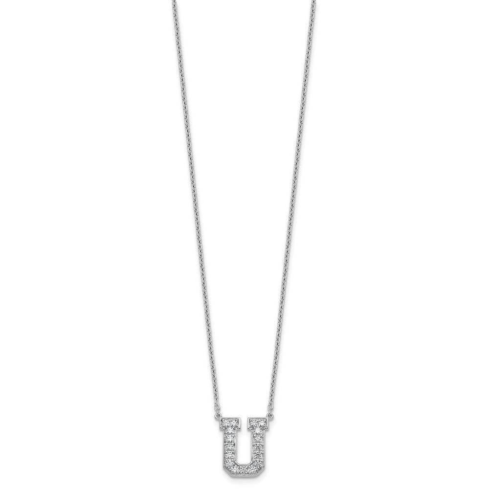 14kw 3/8ct Lab Grown Diamond VS+ F+ Comp Letter U 18in Initial Necklace