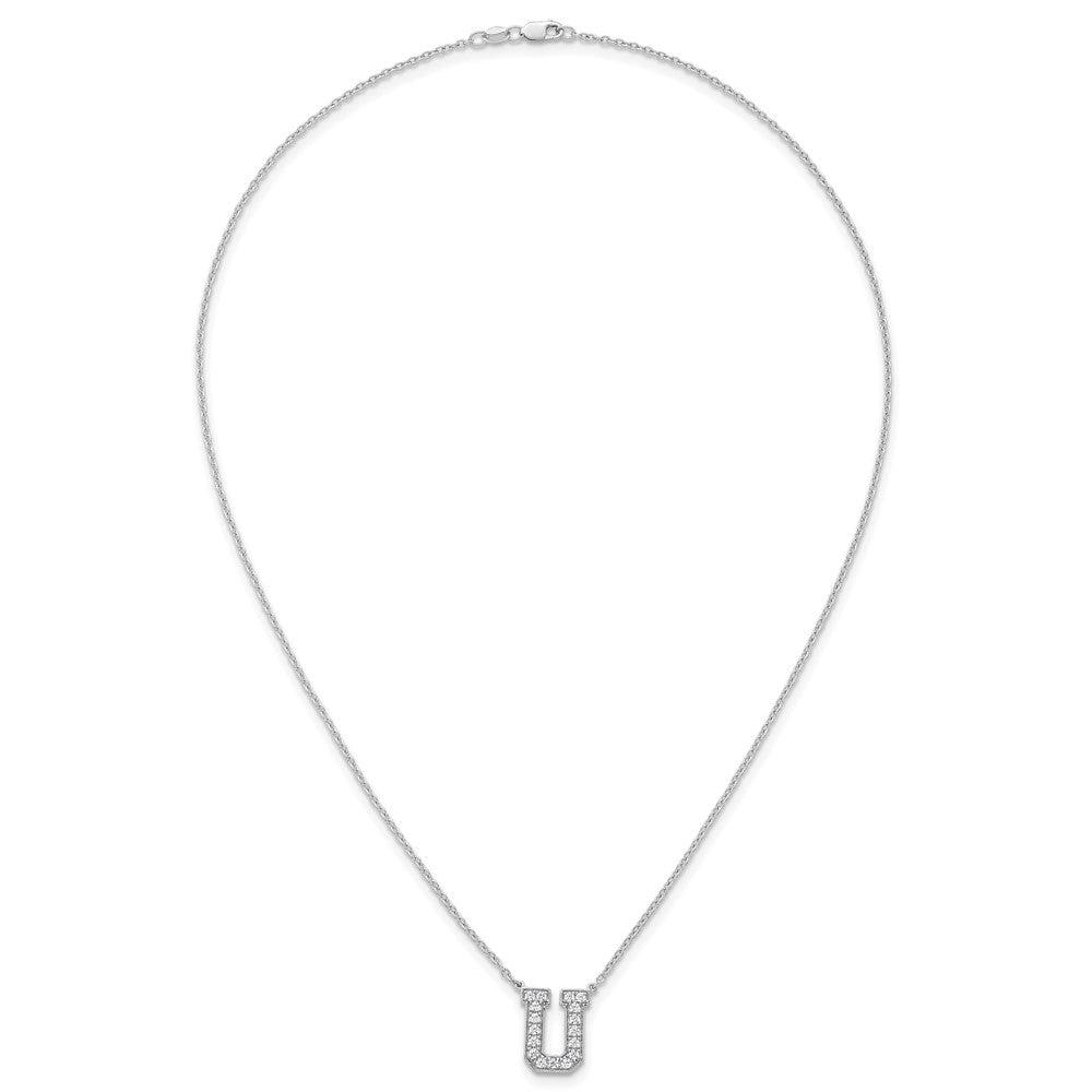 14kw 3/8ct Lab Grown Diamond VS+ F+ Comp Letter U 18in Initial Necklace