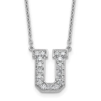 14kw 3/8ct Lab Grown Diamond VS+ F+ Comp Letter U 18in Initial Necklace