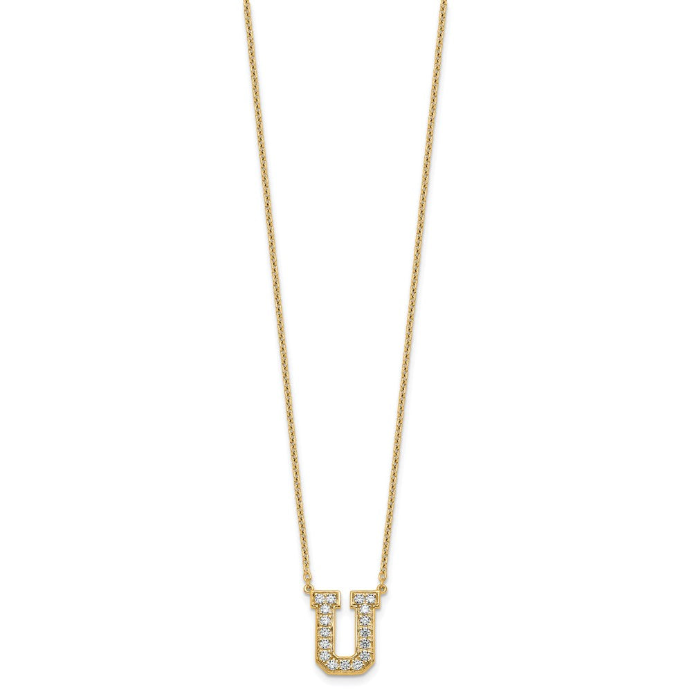 14k 3/8ct Lab Grown Diamond VS+ F+ Comp Letter U 18in Initial Necklace