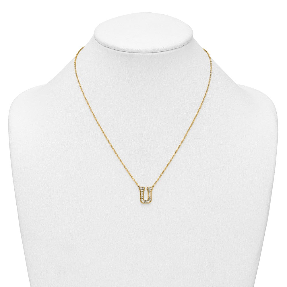 14k 3/8ct Lab Grown Diamond VS+ F+ Comp Letter U 18in Initial Necklace