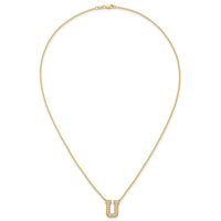 14k 3/8ct Lab Grown Diamond VS+ F+ Comp Letter U 18in Initial Necklace