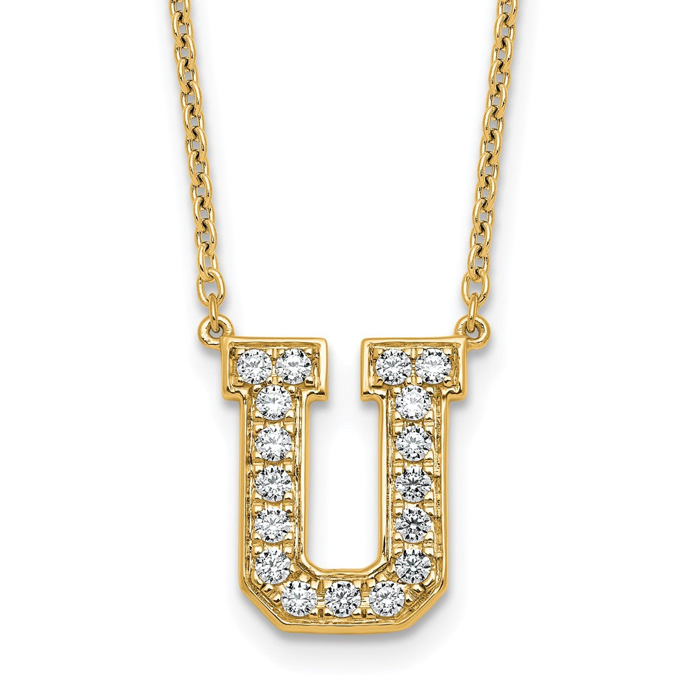 14k 3/8ct Lab Grown Diamond VS+ F+ Comp Letter U 18in Initial Necklace