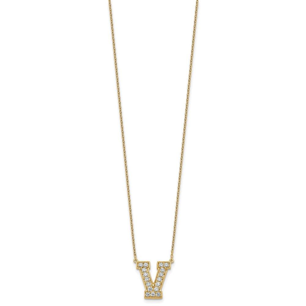 14k 3/8ct Lab Grown Diamond VS+ F+ Comp Letter V 18in Initial Necklace