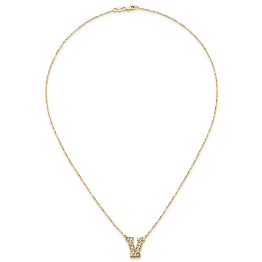 14k 3/8ct Lab Grown Diamond VS+ F+ Comp Letter V 18in Initial Necklace