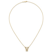 14k 3/8ct Lab Grown Diamond VS+ F+ Comp Letter V 18in Initial Necklace