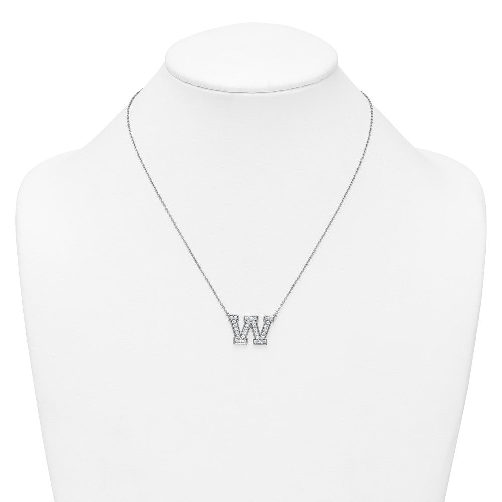 14kw 3/4ct Lab Grown Diamond VS+ F+ Comp Letter W 18in Initial Necklace
