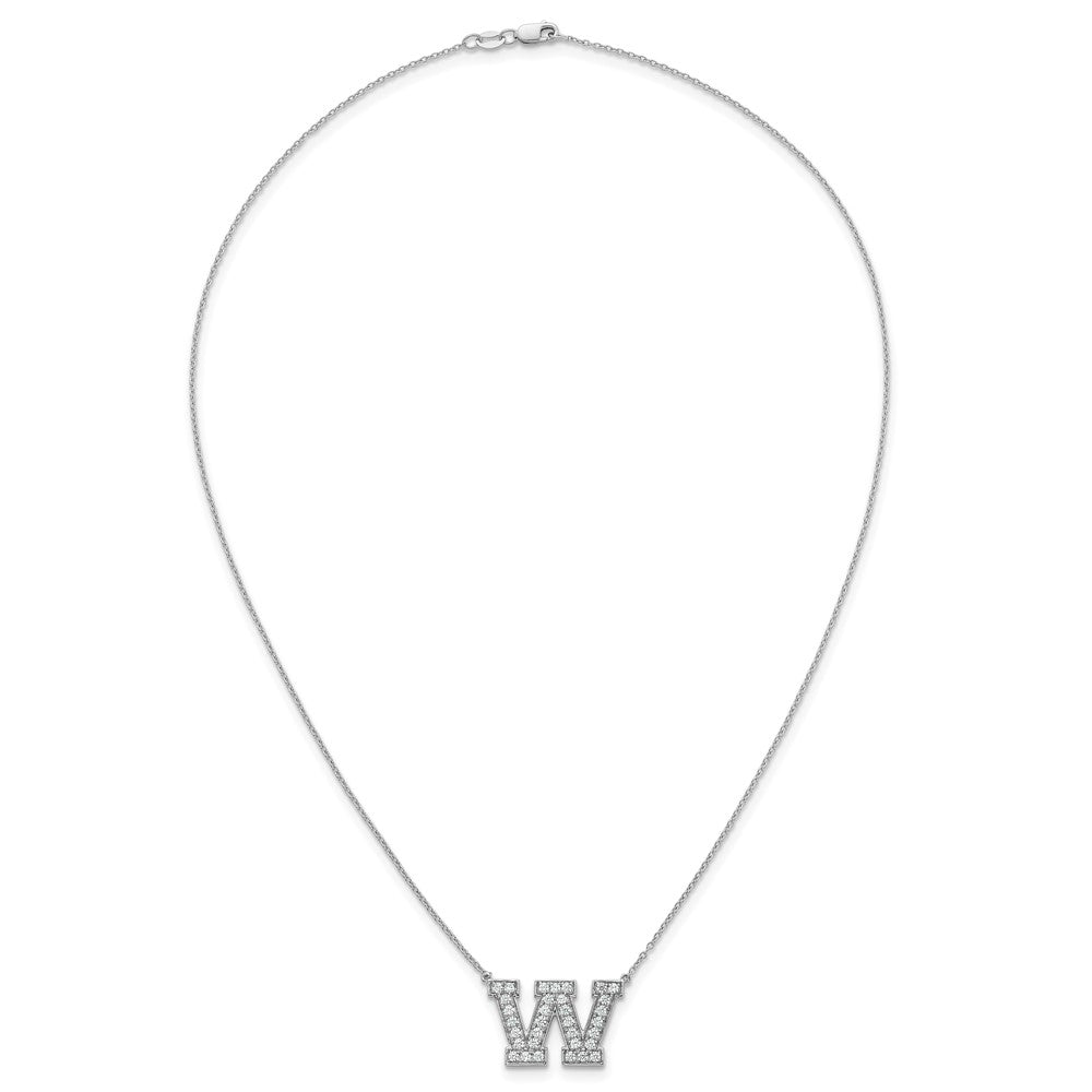 14kw 3/4ct Lab Grown Diamond VS+ F+ Comp Letter W 18in Initial Necklace