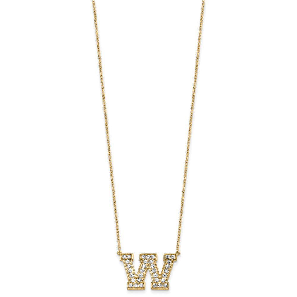 14k 3/4ct Lab Grown Diamond VS+ F+ Comp Letter W 18in Initial Necklace