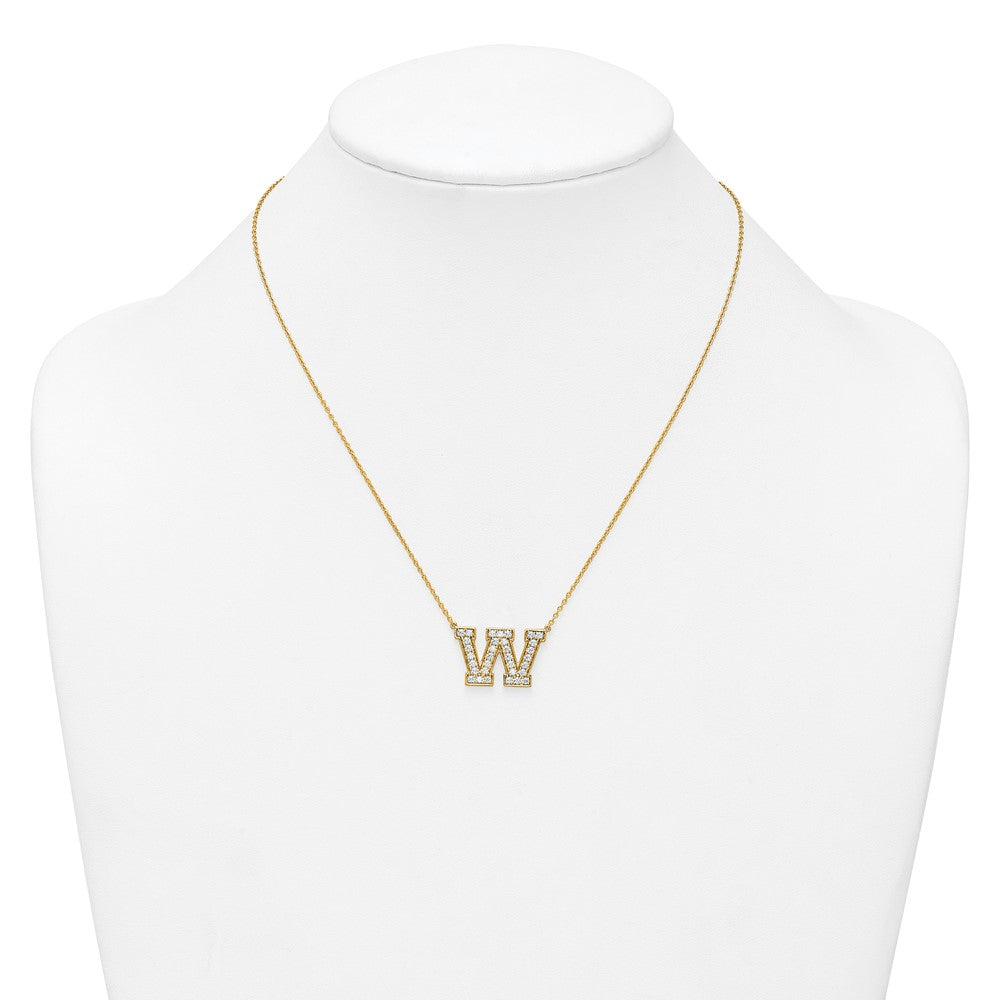 14k 3/4ct Lab Grown Diamond VS+ F+ Comp Letter W 18in Initial Necklace