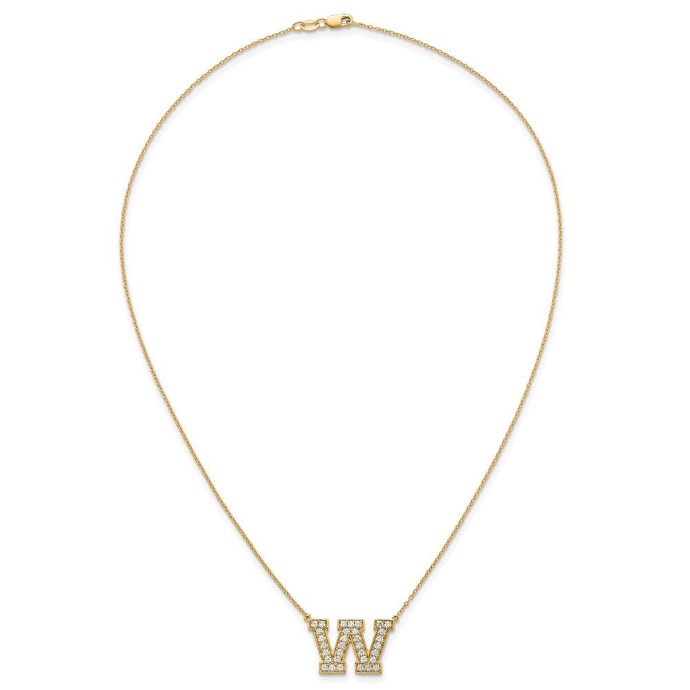 14k 3/4ct Lab Grown Diamond VS+ F+ Comp Letter W 18in Initial Necklace