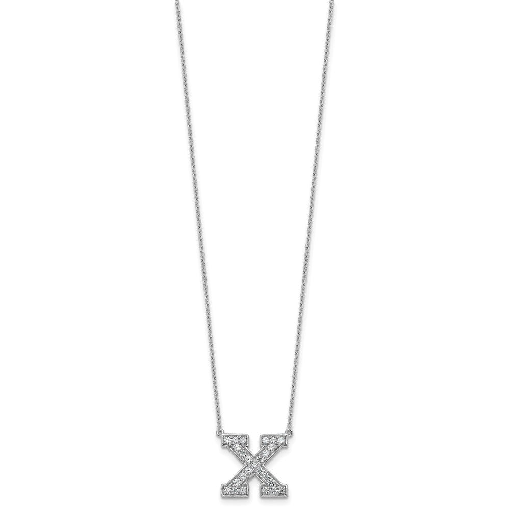 14kw 1/2ct Lab Grown Diamond VS+ F+ Comp Letter X 18in Initial Necklace