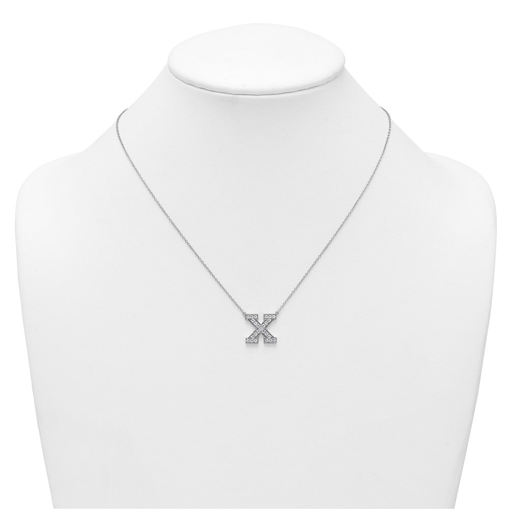14kw 1/2ct Lab Grown Diamond VS+ F+ Comp Letter X 18in Initial Necklace