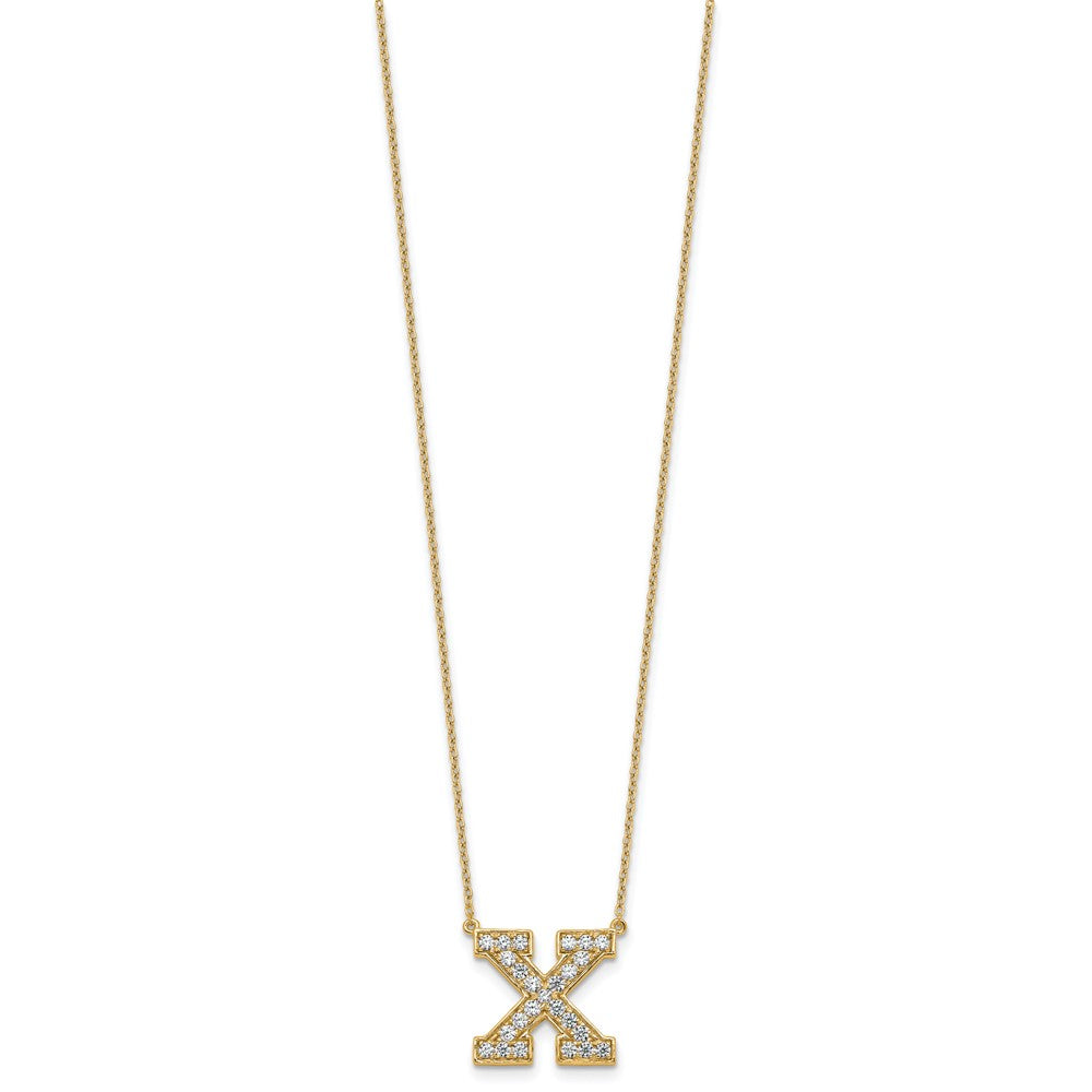 14k 1/2ct Lab Grown Diamond VS+ F+ Comp Letter X 18in Initial Necklace