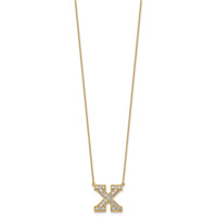 14k 1/2ct Lab Grown Diamond VS+ F+ Comp Letter X 18in Initial Necklace