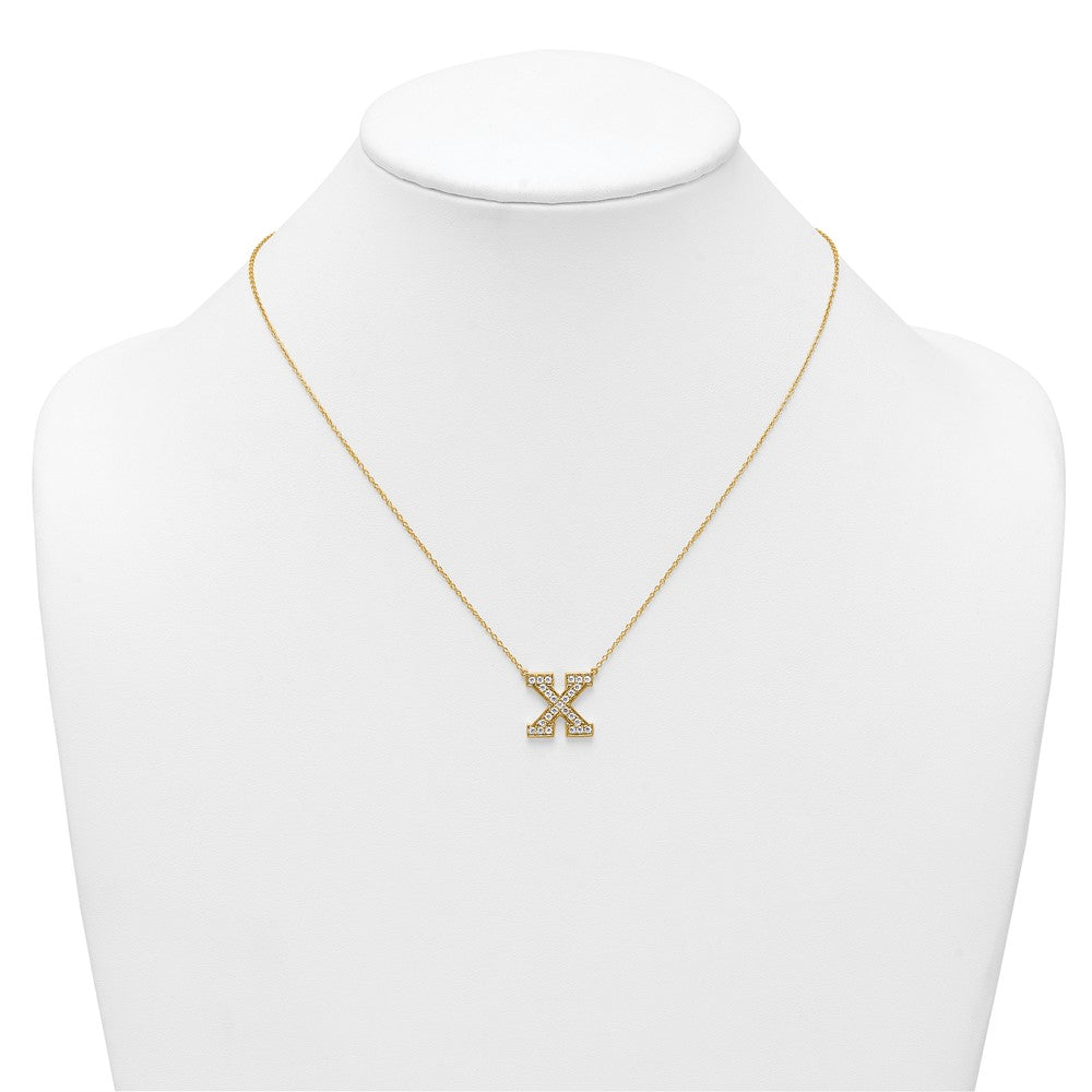 14k 1/2ct Lab Grown Diamond VS+ F+ Comp Letter X 18in Initial Necklace