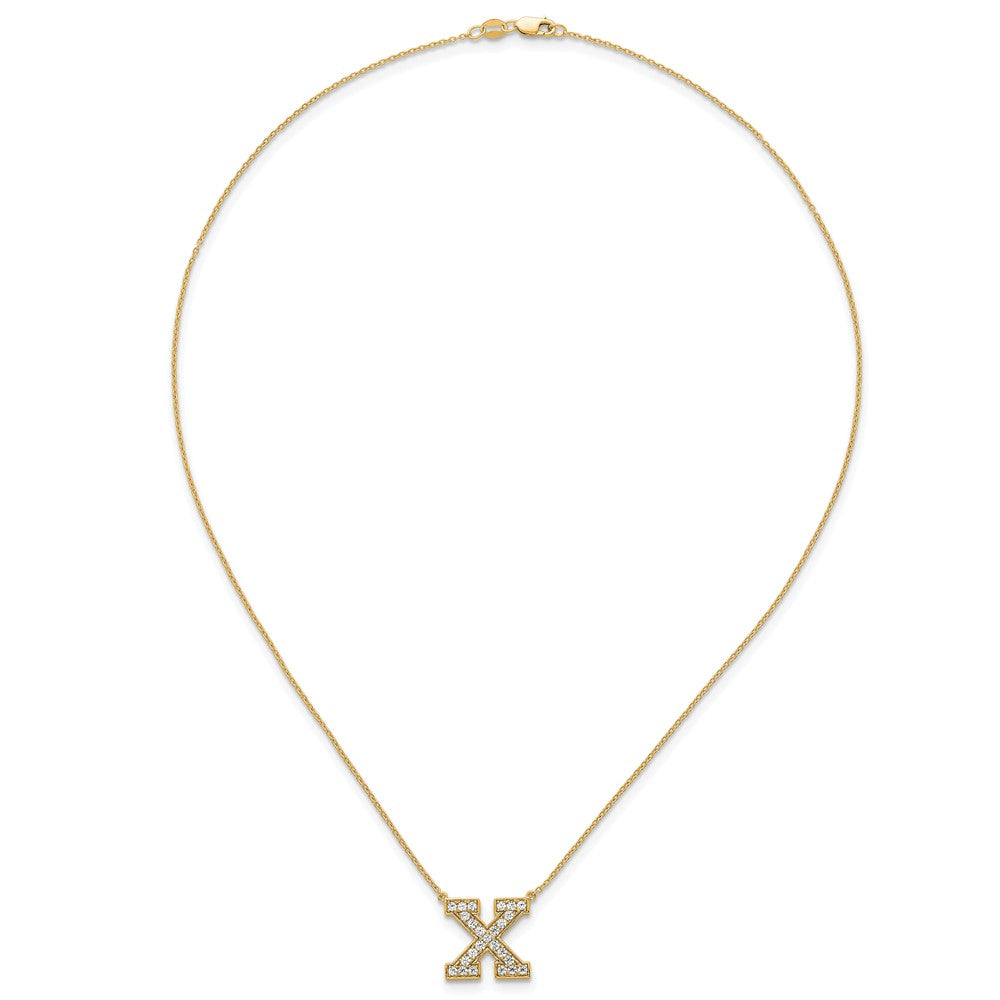 14k 1/2ct Lab Grown Diamond VS+ F+ Comp Letter X 18in Initial Necklace