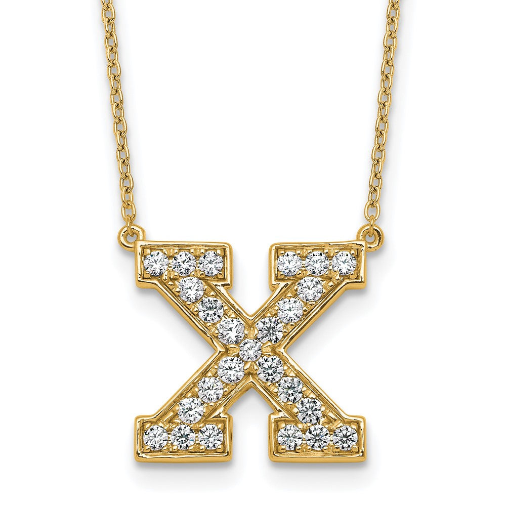 14k 1/2ct Lab Grown Diamond VS+ F+ Comp Letter X 18in Initial Necklace