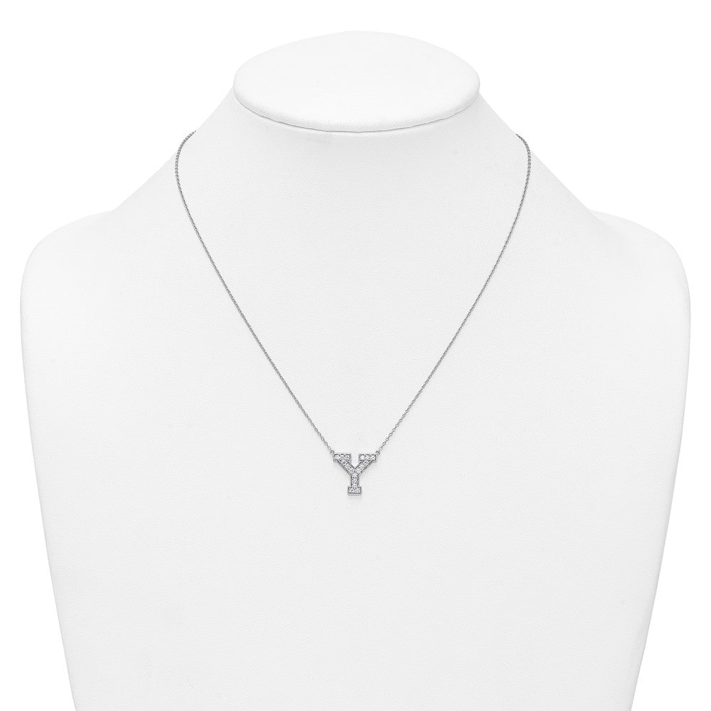 14kw 3/8ct Lab Grown Diamond VS+ F+ Comp Letter Y 18in Initial Necklace