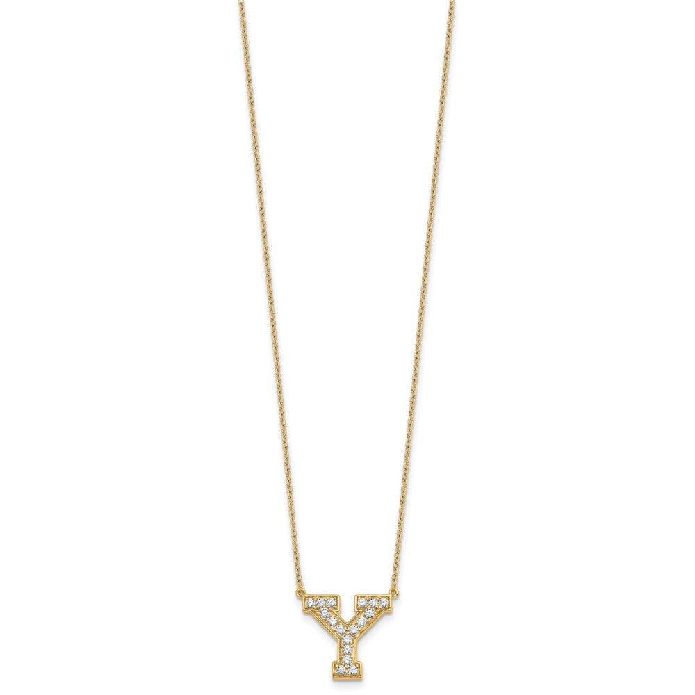14k 3/8ct Lab Grown Diamond VS+ F+ Comp Letter Y 18in Initial Necklace