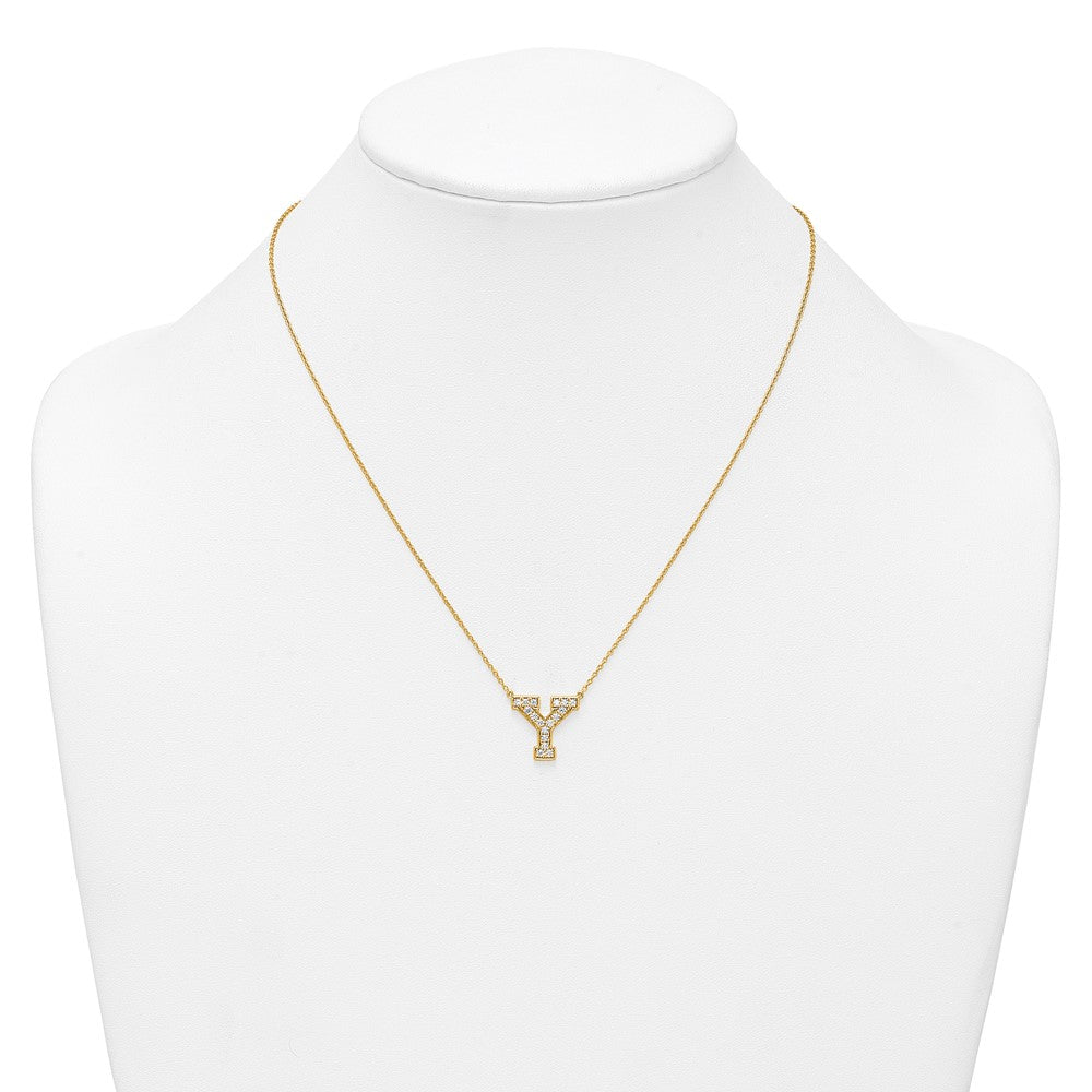14k 3/8ct Lab Grown Diamond VS+ F+ Comp Letter Y 18in Initial Necklace