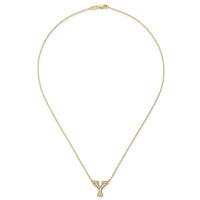 14k 3/8ct Lab Grown Diamond VS+ F+ Comp Letter Y 18in Initial Necklace
