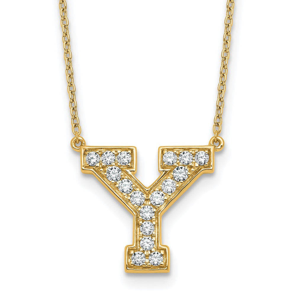 14k 3/8ct Lab Grown Diamond VS+ F+ Comp Letter Y 18in Initial Necklace