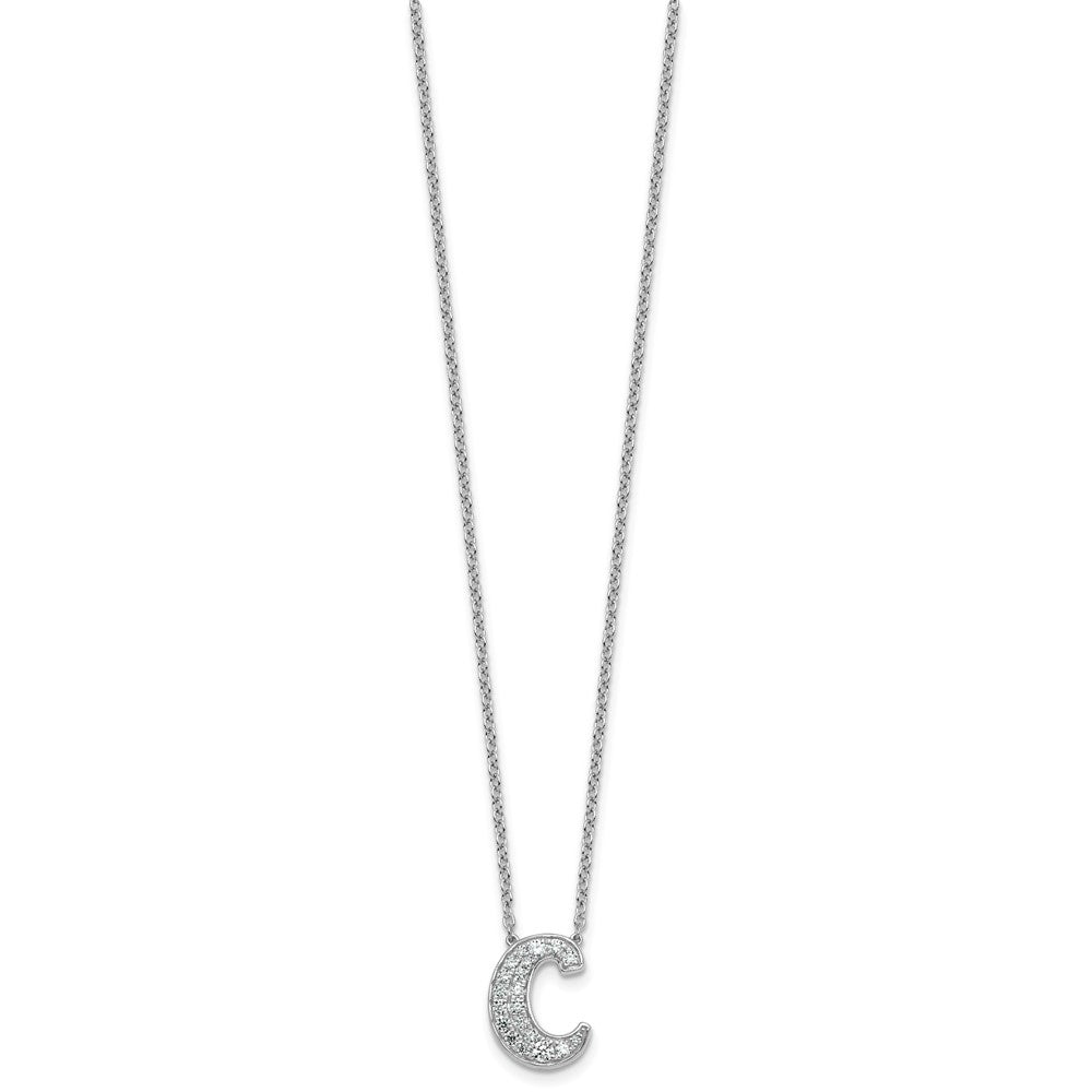 14kw 3/8ct Lab Grown Diamond VS+ F+ Comp Letter C 18in Initial Necklace