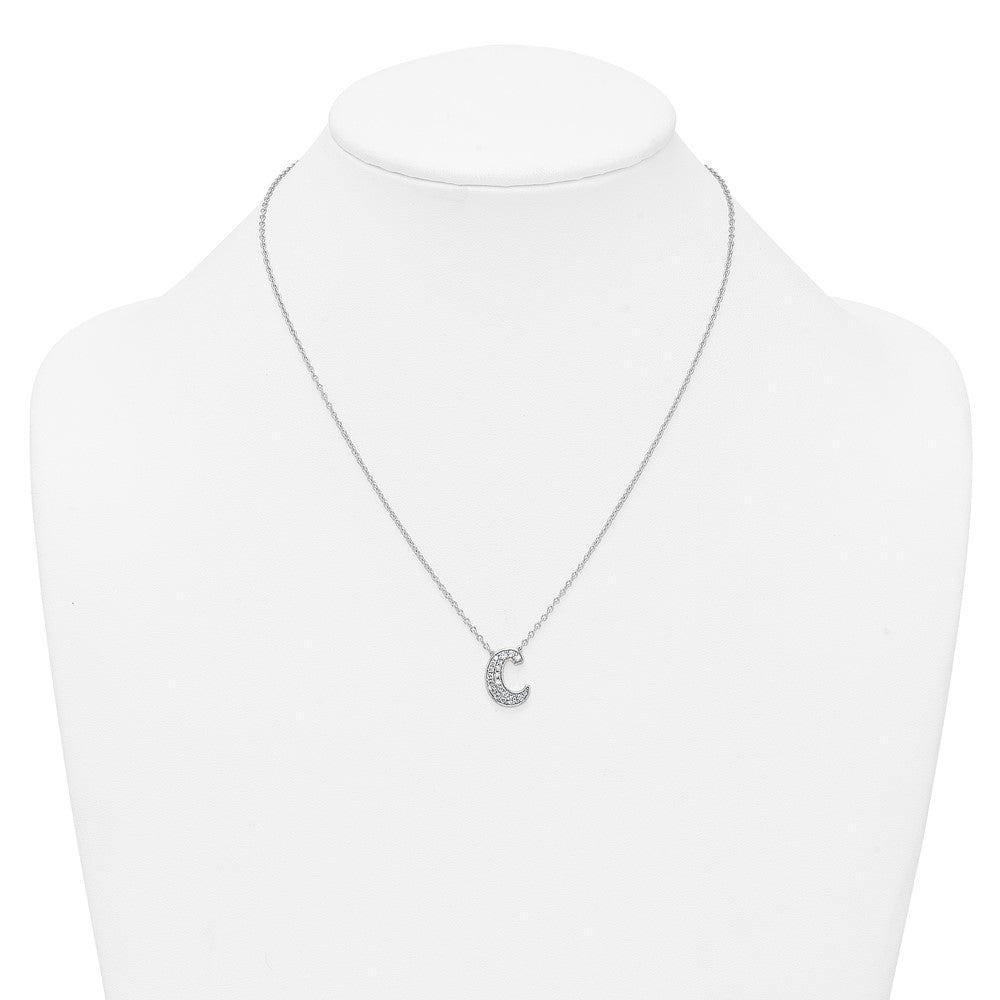 14kw 3/8ct Lab Grown Diamond VS+ F+ Comp Letter C 18in Initial Necklace
