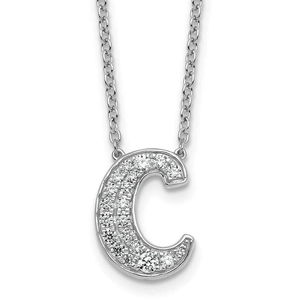 14kw 3/8ct Lab Grown Diamond VS+ F+ Comp Letter C 18in Initial Necklace