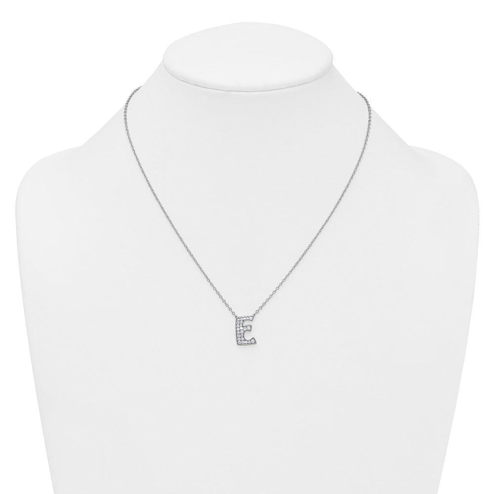 14kw 3/8ct Lab Grown Diamond VS+ F+ Comp Letter E 18in Initial Necklace